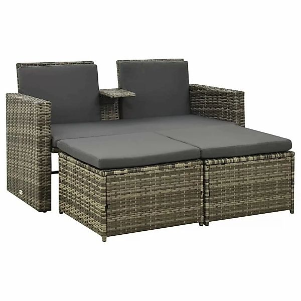 3-tlg. Garten-lounge-set Mit Auflagen Poly Rattan Grau günstig online kaufen