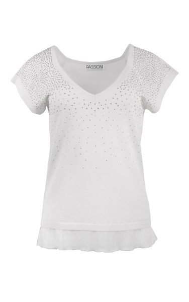 Passioni V-Shirt mit Strasssteinen günstig online kaufen