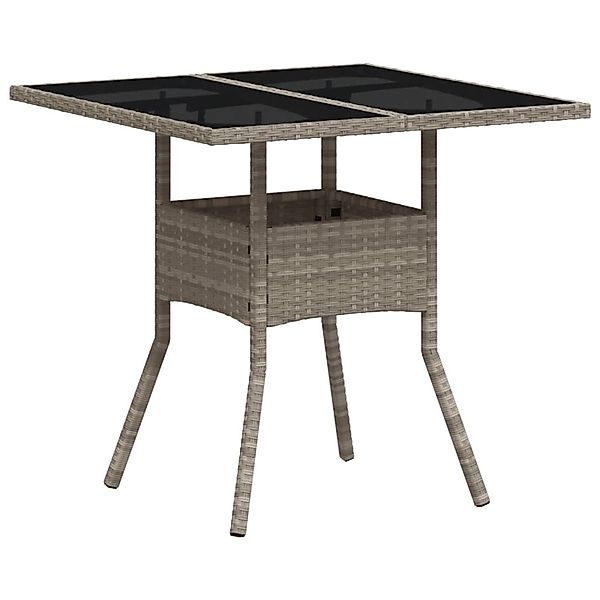 vidaXL Gartentisch mit Glasplatte Hellgrau 80x80x75 cm Poly Rattan 368131 günstig online kaufen