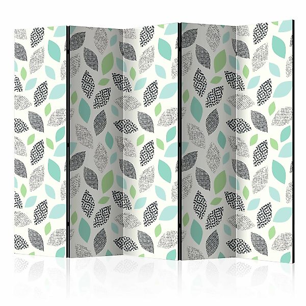 5-teiliges Paravent - Patterned Leaves Ii [room Dividers] günstig online kaufen