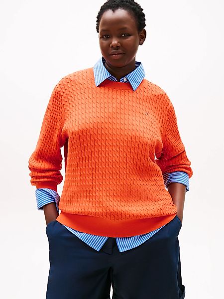 Tommy Hilfiger Curve Strickpullover "CRV CO CABLE FINE GG C-NK LS SWT", in günstig online kaufen