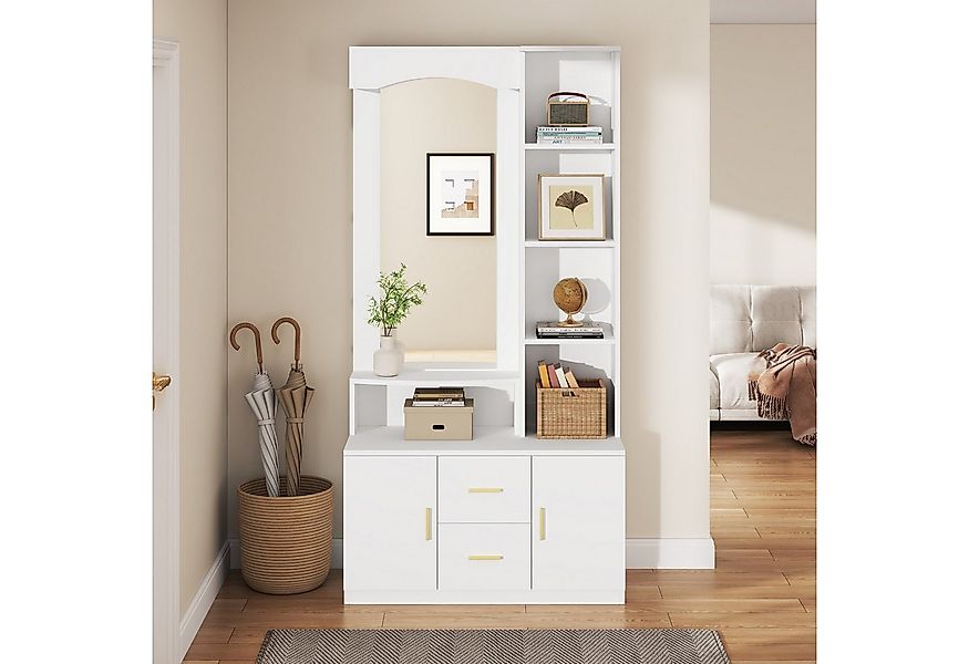 Merax Garderoben-Set mit großem Spiegel, (Diele-Möbel Flurschrank, 1-St., F günstig online kaufen