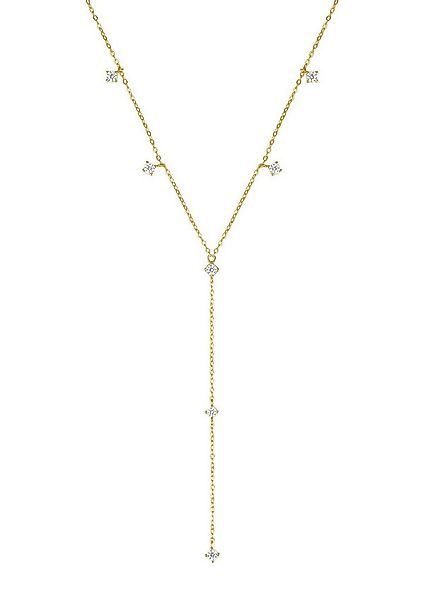 Hey Happiness Silberkette Y-Kette Kristalle hängend, 18K vergoldet, Damenke günstig online kaufen