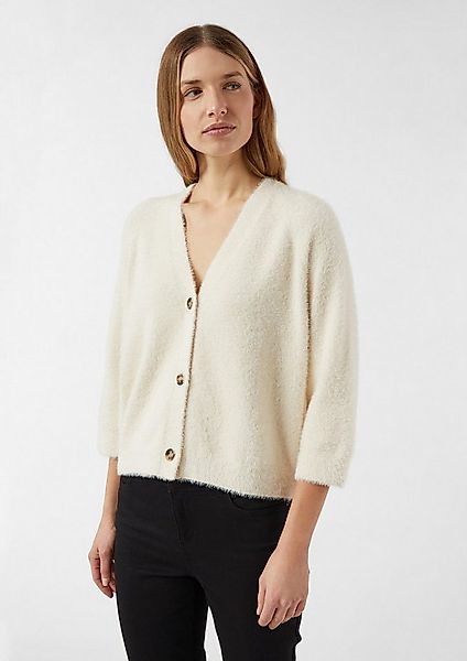 comma Cardigan Strickjacke Flauschiger Strickcardigan mit 3/4-Ärmeln günstig online kaufen