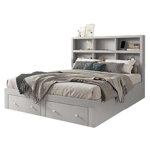 TavilaEcon Holzbett Doppelbett Kingsize-Plattformbett mit zwei günstig online kaufen