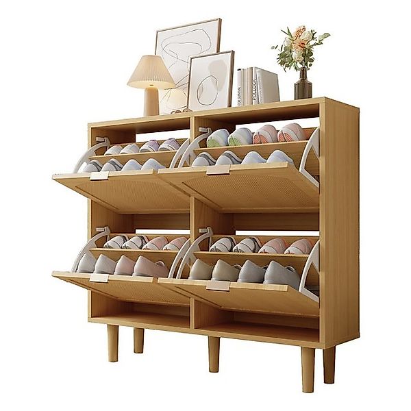 MODFU Schuhschrank aus Rattan (1-St., B100/H90/T25 cm) mit Metallgriffen un günstig online kaufen