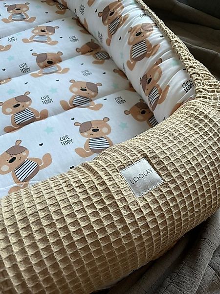 Loolay Bettnestchen TAUPE WAFFELPIQUE Braun TEDDY Baumwolle BABYNEST Babyko günstig online kaufen