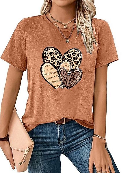 PYL Print-Shirt Damen Sommer Casual Basic Rundhalsshirt mit Kurzarm Locker günstig online kaufen