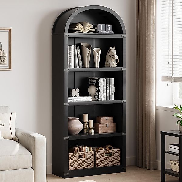 GarveeMore Bücherregal 5Regalböden Gewölbtes Bücherregal 180CM günstig online kaufen