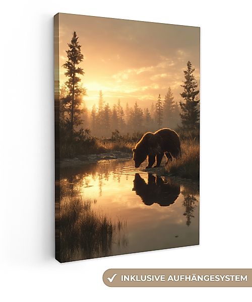 OneMillionCanvasses® Leinwandbild Bär - Wasser - günstig online kaufen