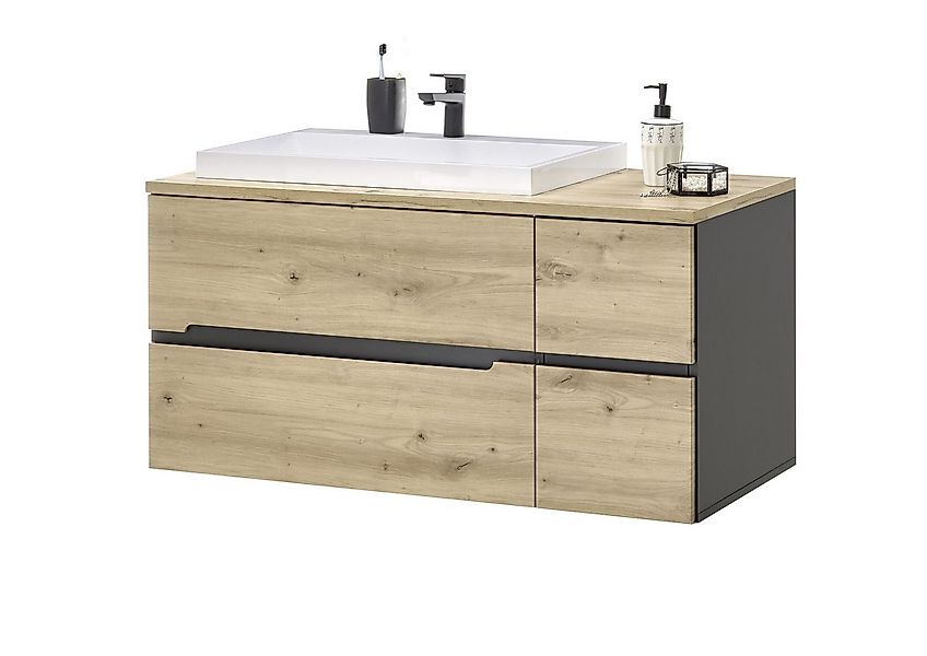 BEGA BBK Waschbeckenunterschrank Grau / Artisan Eiche Dekor - 110x54x53cm ( günstig online kaufen