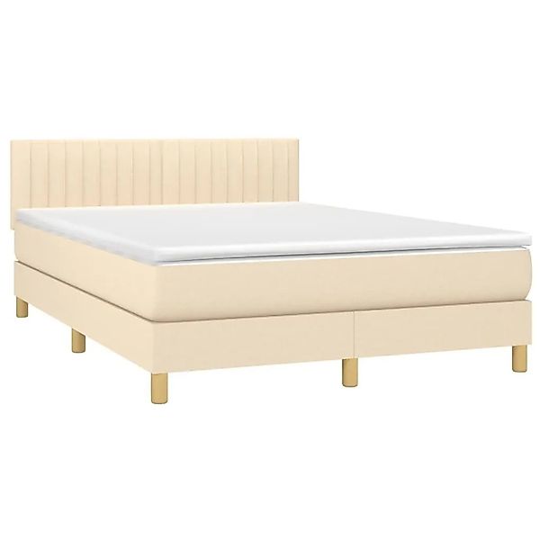 vidaXL Boxspringbett mit Matratze & LED Creme 140x200 cm Stoff 3133882 günstig online kaufen
