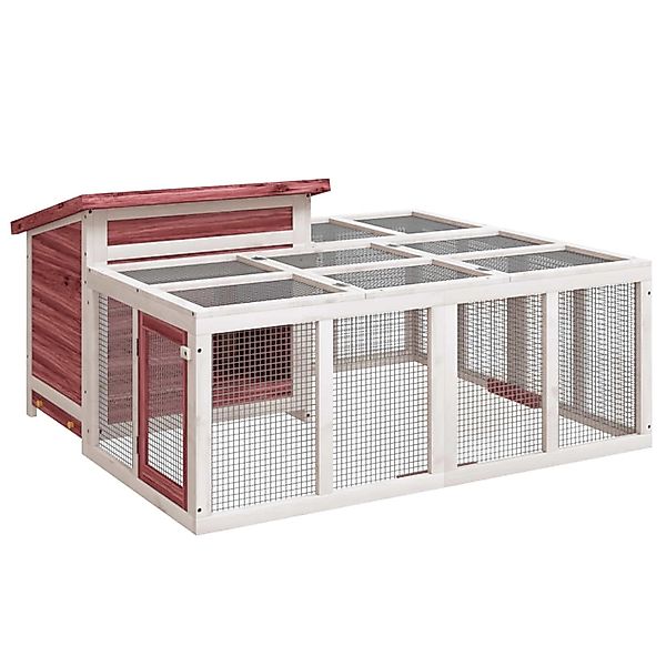 vidaXL Kaninchenstall Mokka 144x123x67,5 cm Massivholz Kiefer günstig online kaufen