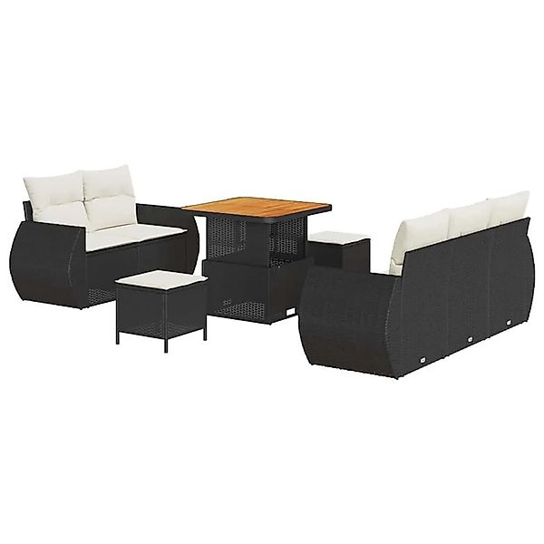 vidaXL Gartensofa-set mit Kissen 8-Tlg Schwarz und Creme Poly-Rattan 336376 günstig online kaufen