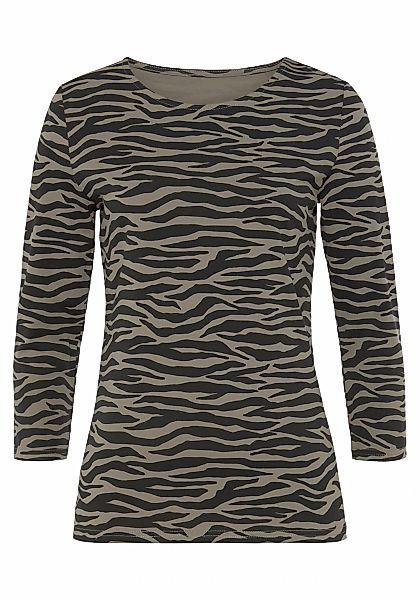 LASCANA 3/4-Arm-Shirt "mit modischem Animal-Print" aus weicher Baumwoll-Qua günstig online kaufen