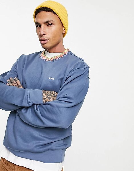 Obey – Verner – Sweatshirt in Blau mit Argyle-Muster günstig online kaufen