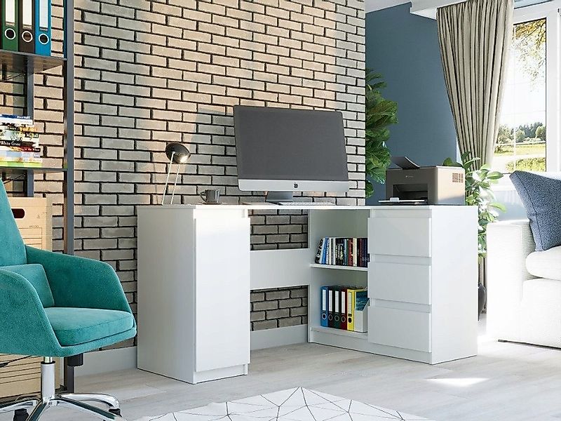 Home Collective Eckschreibtisch mit 3 Schubladen, günstig online kaufen