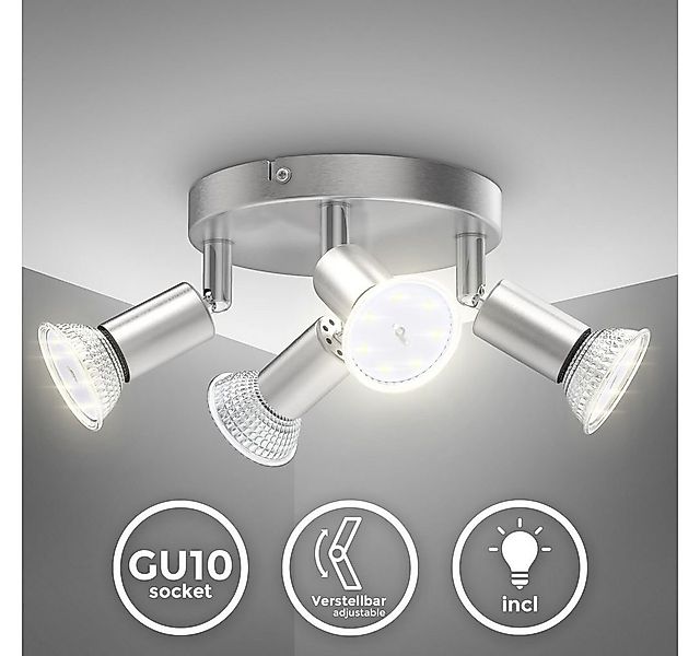 B.K.Licht LED Deckenspot LED Deckenspot schwenkbar inkl. 4x 3W GU10 warmwei günstig online kaufen