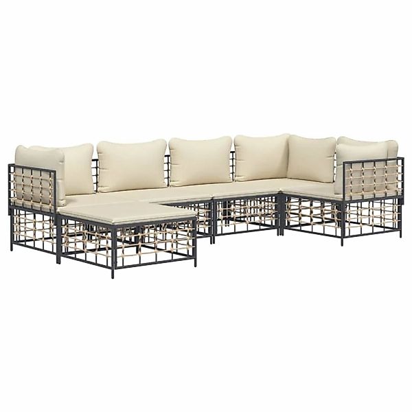 Vidaxl 6-tlg. Garten-lounge-set Mit Kissen Anthrazit Poly Rattan günstig online kaufen