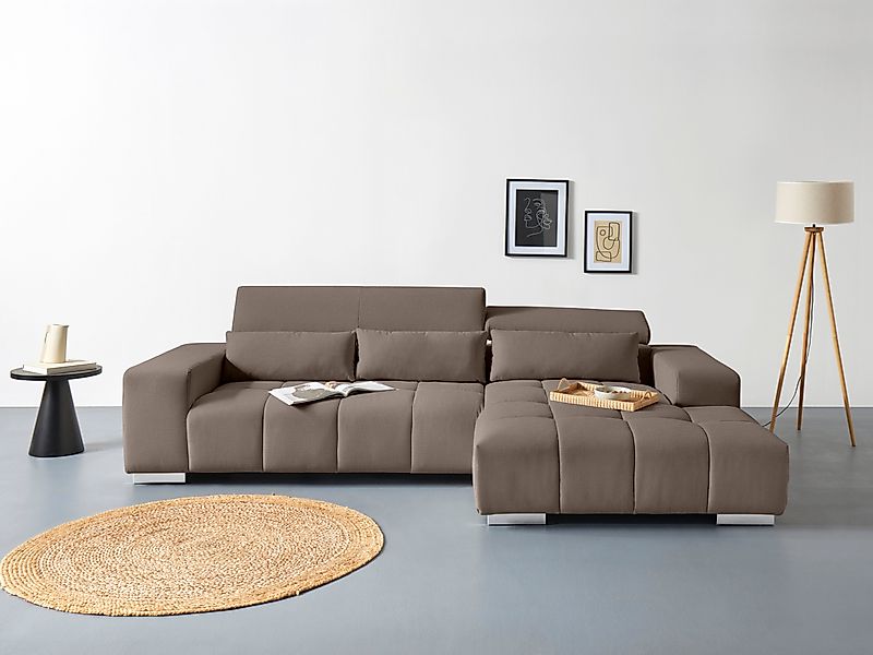 COTTA Ecksofa "Orion L-Form" mit 2x Kopfteilverstellung & 3 Nierenkissen günstig online kaufen
