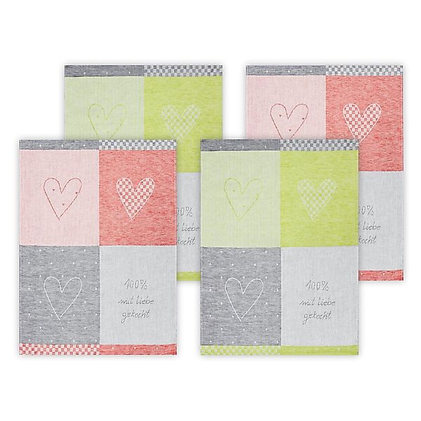 Kracht Geschirrtuch 100% Liebe, (Set, 4-tlg., günstig online kaufen