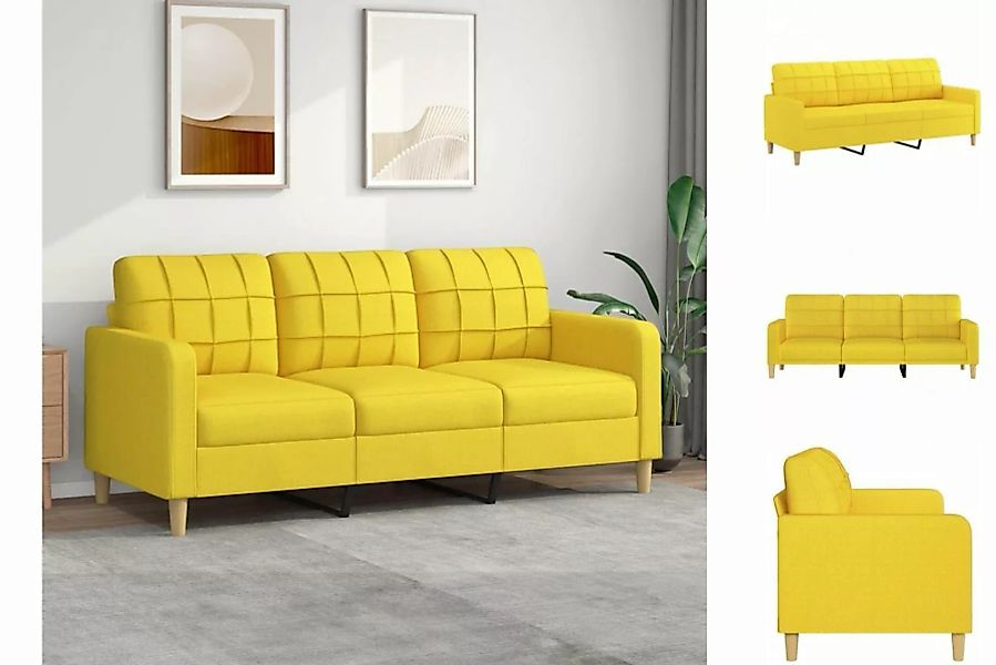 vidaXL Sofa 3-Sitzer Sofa Couch Möbel Hellgelb 180 cm Stoff günstig online kaufen