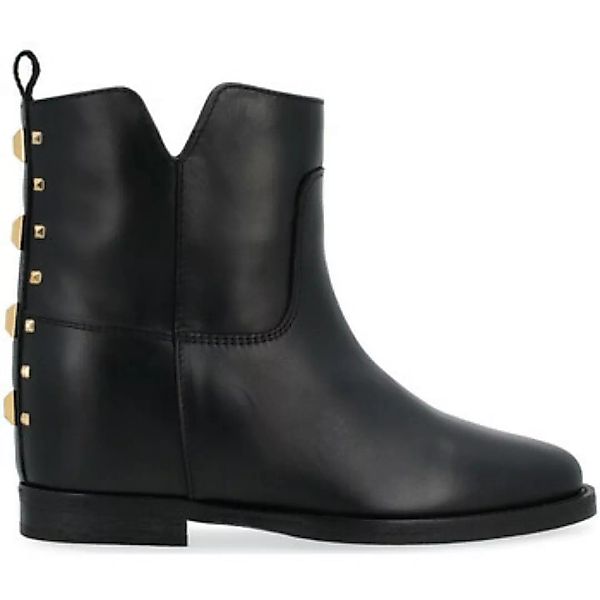 Via Roma 15  Ankle Boots Stiefelette  aus schwarzem Leder mit goldenen günstig online kaufen
