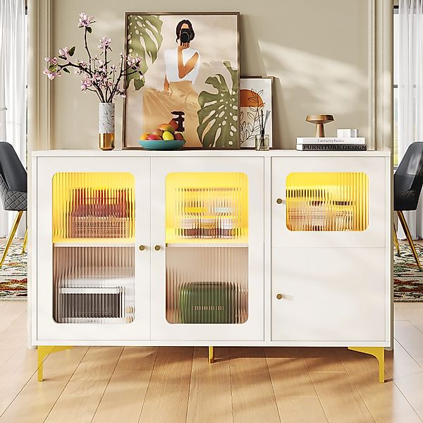 MODFU Sideboard mit LED-Lichtstreifen (Anrichte,Küchenschrank, Standschrank günstig online kaufen