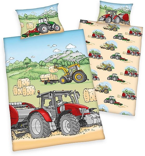 Herding Young Collection Babybettwäsche Traktor Flanell-Bettwäsche "Made in günstig online kaufen