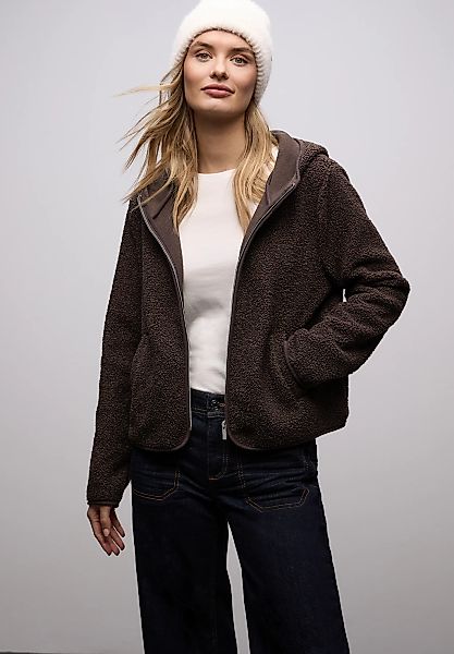STREET ONE Strickfleecejacke mit Kapuze Teddy-Jacke mit Kapuze und Reißvers günstig online kaufen