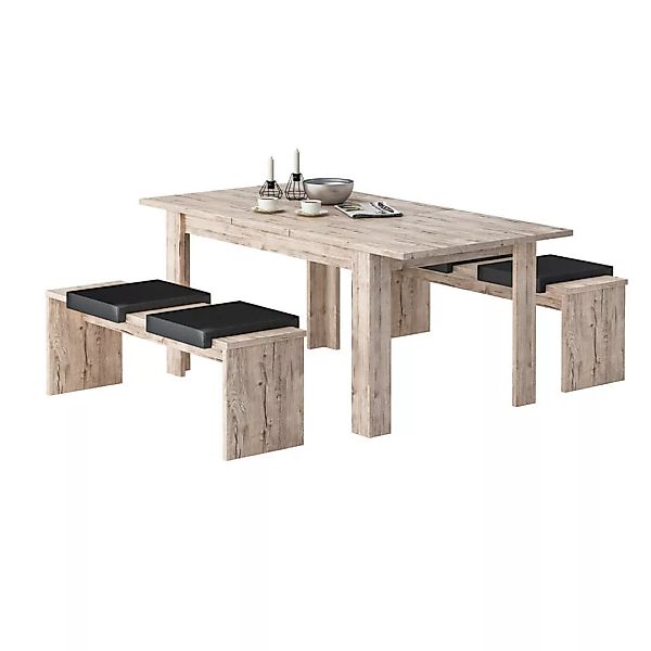 Tischgruppe Sylt Eiche Sherwood Nachbildung Spanplatte B/H/T: ca. 140x75x90 günstig online kaufen