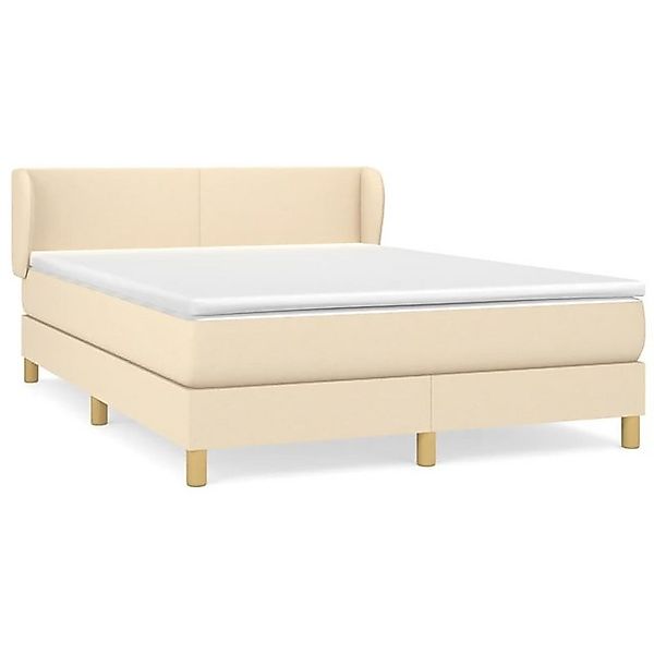 vidaXL Boxspringbett, Boxbett mit Matratze Creme 140x200 cm Stoff günstig online kaufen