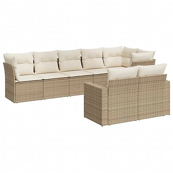 vidaXL 8-Tlg Garten-Sofagarnitur mit Kissen Beige Poly Rattan 3219208 günstig online kaufen