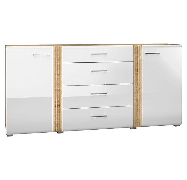 Lomadox Sideboard AKRON-131, Kommode, Anrichte in Eiche Nb. mit weiß, B/H/T günstig online kaufen