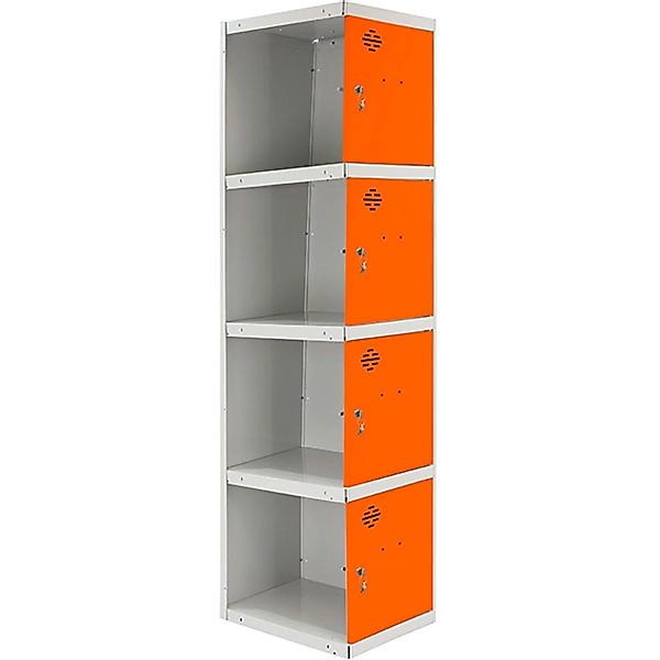PROREGAL Spind AMEGO HxBxT 180 x 30 x 50 cm 4 Abteile Anbaumodul Grau-Orang günstig online kaufen