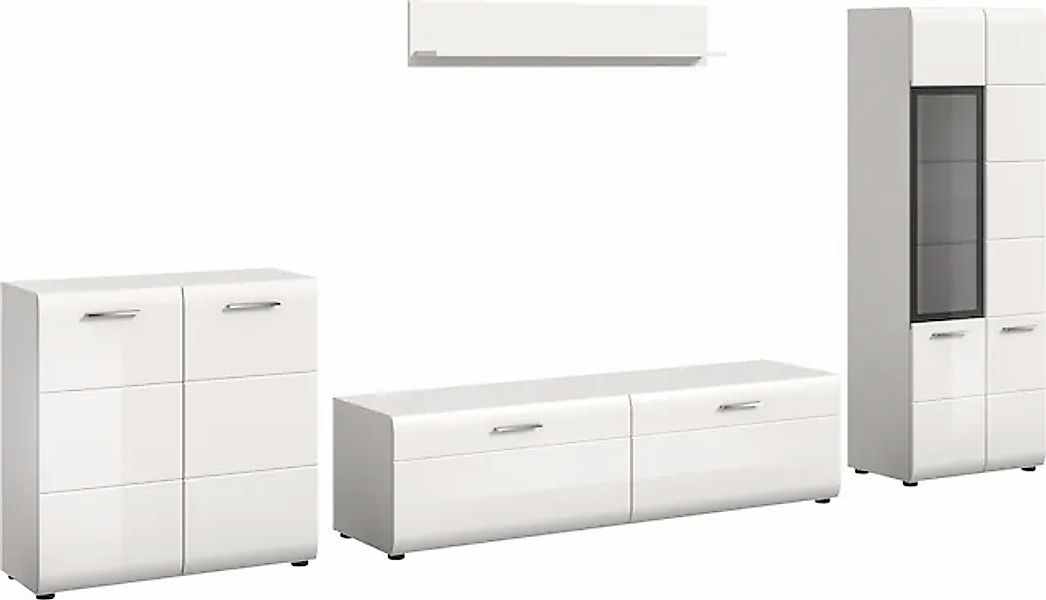 INOSIGN Wohnwand »FLORENZ, 4-teilige Wohn-Kombination, hochwertige MDF-Fron günstig online kaufen