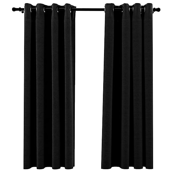 vidaXL Verdunkelungsvorhänge Leinenoptik 2 Stk Anthrazit 140x175 cm günstig online kaufen