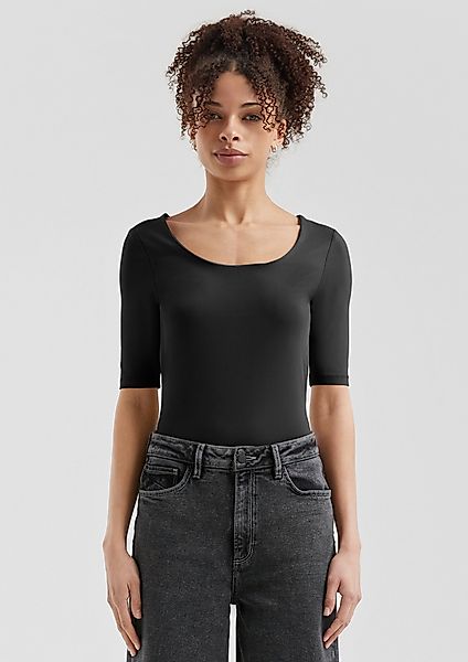 QS Kurzarmshirt Schmal geschnittenes T-Shirt mit günstig online kaufen