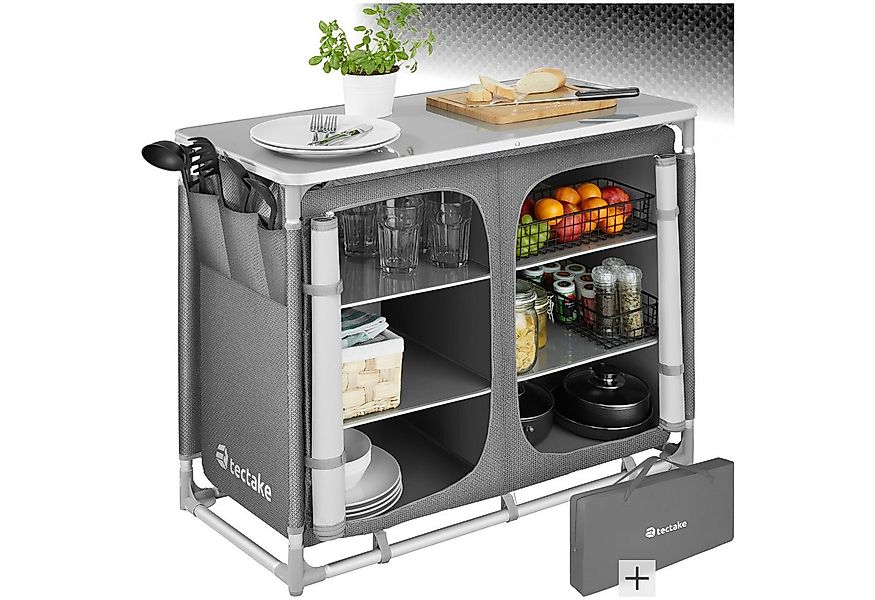tectake Campingtisch Campingschrank Deluxe mit Aluminiumgestell und 6 Fäche günstig online kaufen