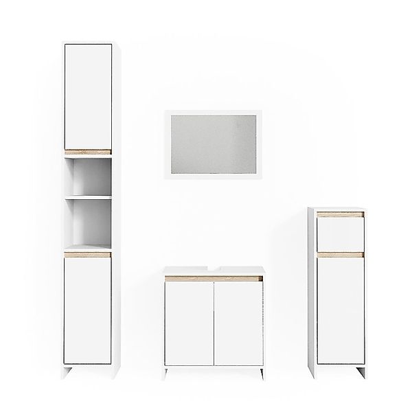 Vicco Badmöbel-Set Emma, Weiß/Sonoma, 4 Teile, günstig online kaufen
