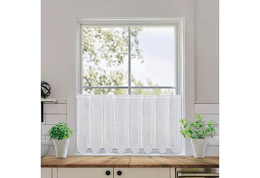 Gerster Scheibengardine Doris (1 St), Durchzuglöcher, halbtransparent, Wirk günstig online kaufen