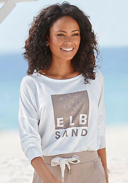 Elbsand Langarmshirt mit Logodruck, Baumwoll-Mix, sportlich-casual günstig online kaufen