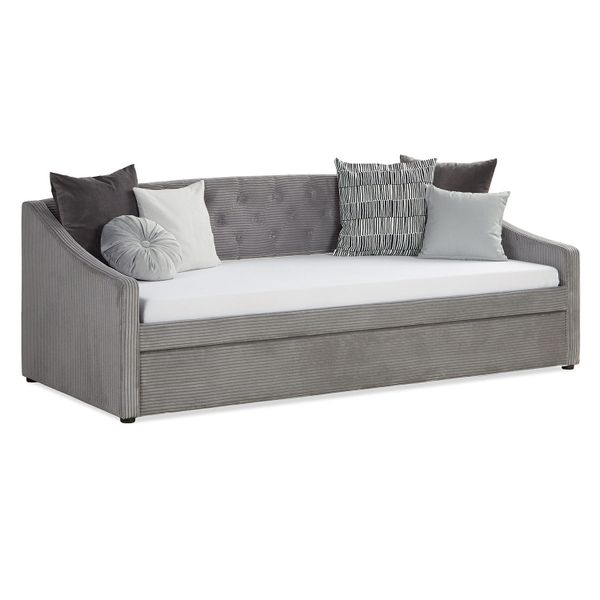 Homestyle4u Polsterbett 90x200 Schlafsofa Cord Grau Tagesbett Ausziehbar 25 günstig online kaufen