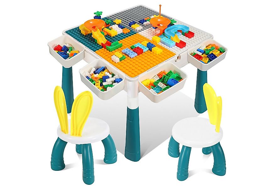 Clanmacy Kindersitzgruppe Kindertisch Spieltisch Kinder mit 251 Bausteine T günstig online kaufen