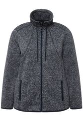 Ulla Popken Sweatjacke Strickfleece-Jacke Rauten Stehkragen günstig online kaufen