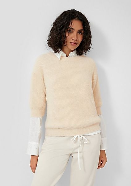 s.Oliver Kurzarmpullover Strickpullover Flauschiger Strickpullover mit halb günstig online kaufen