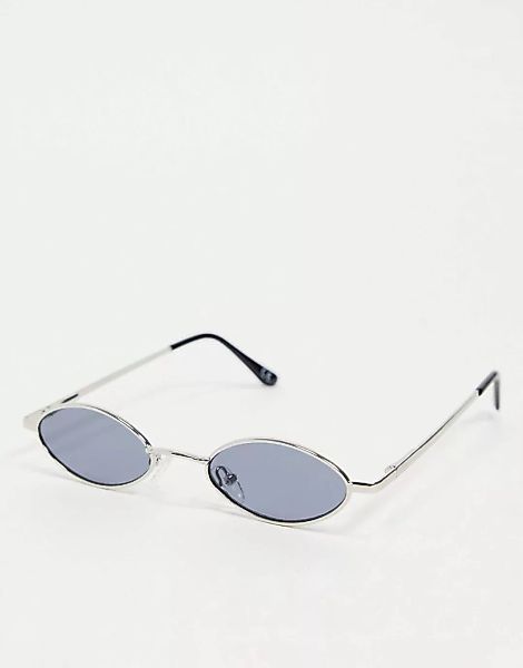 ASOS DESIGN – Kleine, ovale Brille in Silber mit getönten Gläsern im Stil d günstig online kaufen