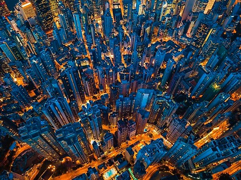 Papermoon Fototapete »HONG KONG-VOGEL PERSPEKTIVE SKYLINE NACHT PANORAMA XX günstig online kaufen