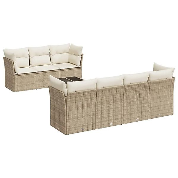vidaXL 8-Tlg Garten-Sofagarnitur mit Kissen Beige Poly Rattan 3249117 günstig online kaufen