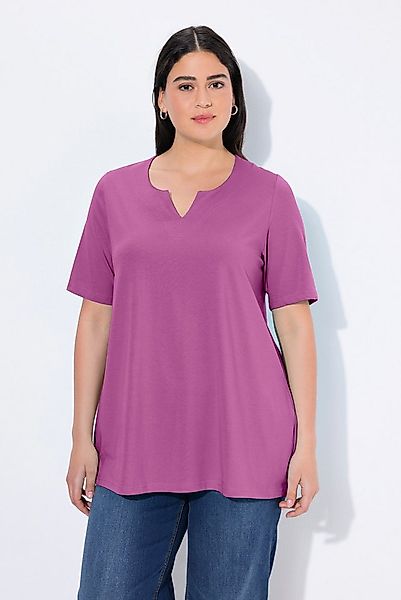 Ulla Popken T-Shirt T-Shirt A-Linie Tunika-Ausschnitt Halbarm günstig online kaufen